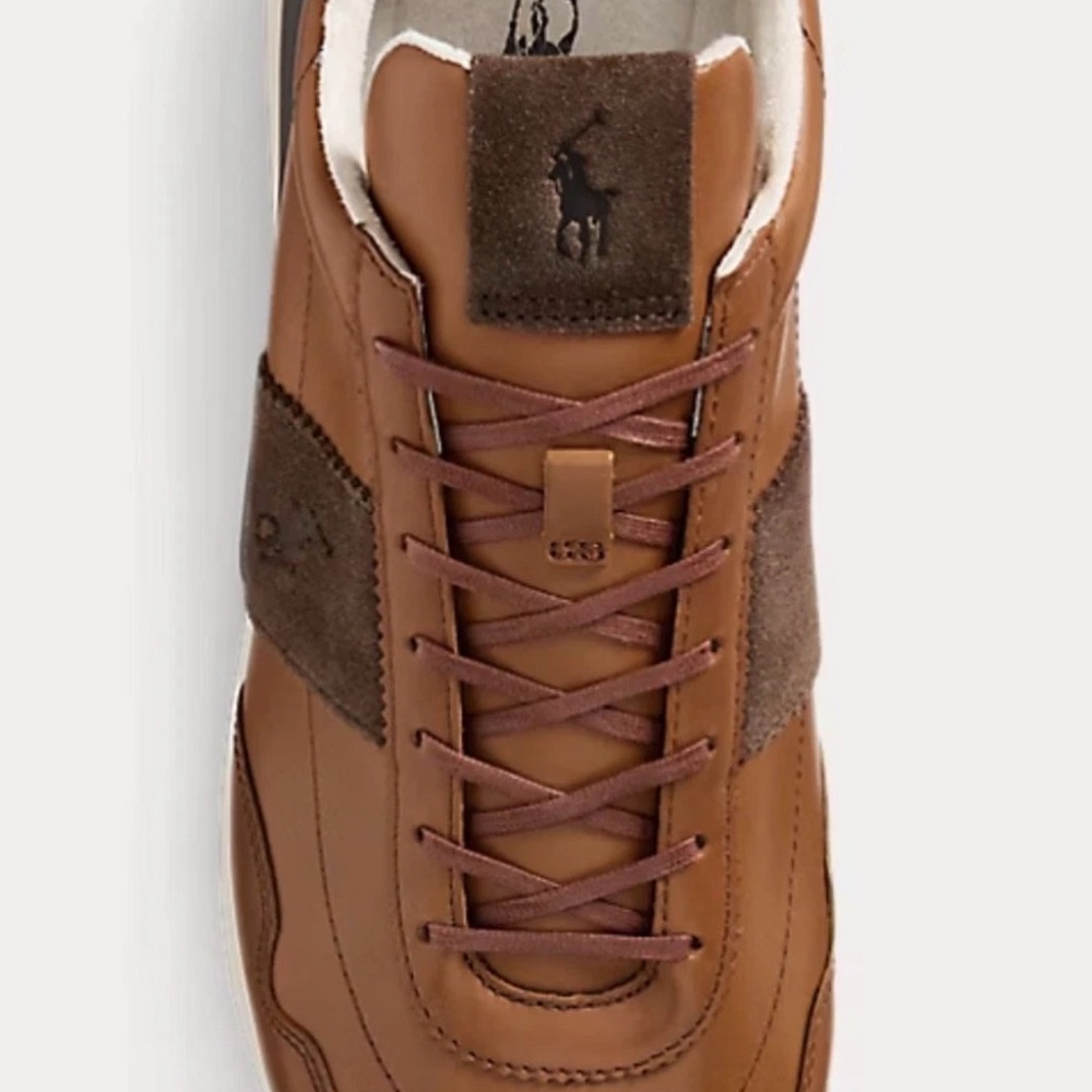 Polo by Ralph Lauren Men's Tan Leather Sneakers Train 89 BRAND NEW-in box. - Picture 3 of 5